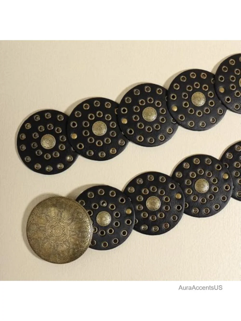 Vintage Western Wide Disc Belt for Women - Faux Leather Waist Belt Boho Cowgirl